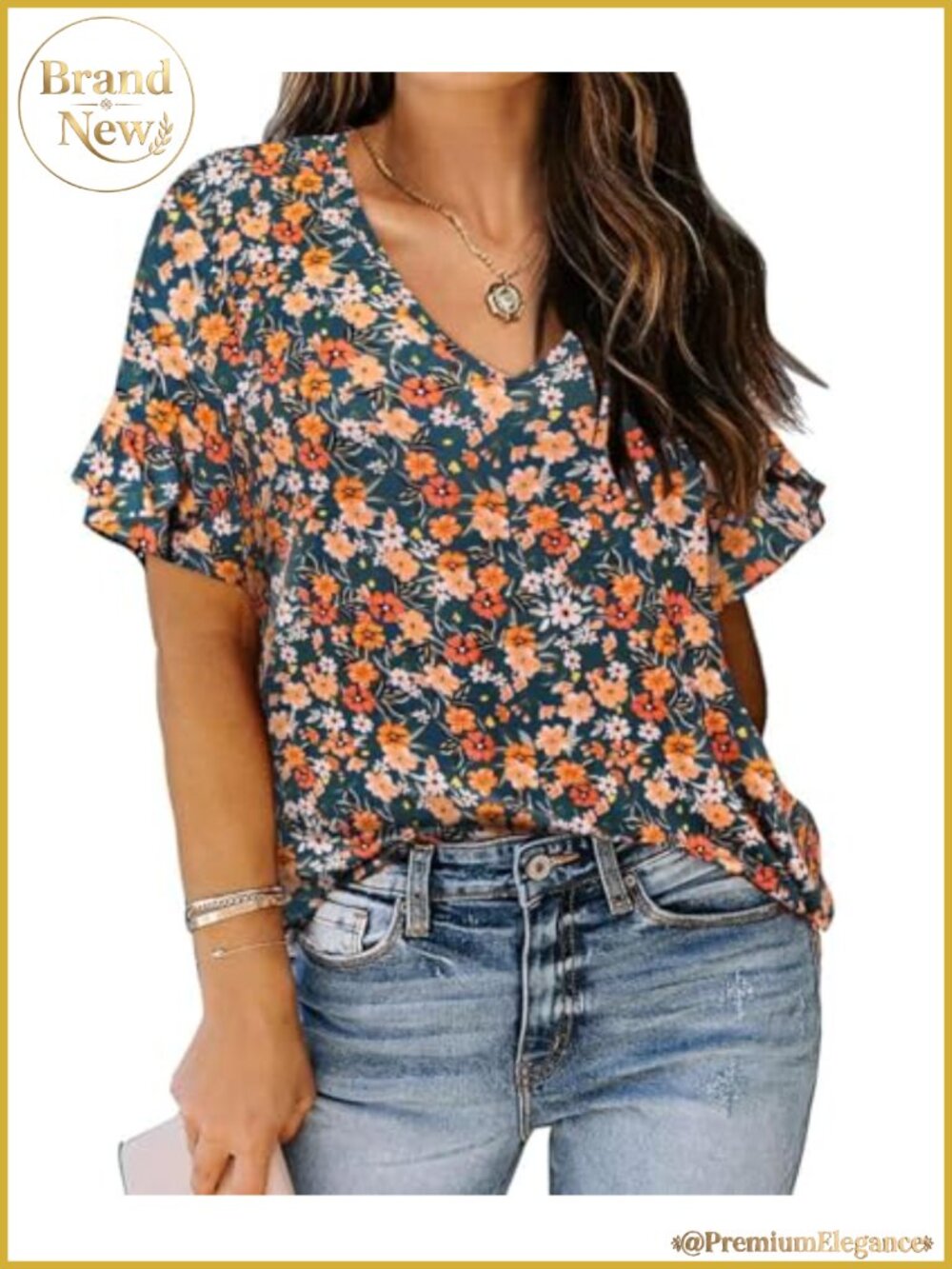 Plus Size Ruffle Short Sleeve V-Neck Button Blouse Tunics for Women